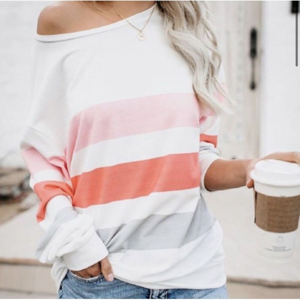 Oversize SOFT Color Block Long Sleeve Top by Fantastic Fawn (Vici Line) Size M